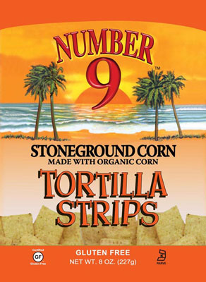 Number 9 Stoneground Corn Tortilla Strips - Label Design Portfolio