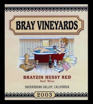 Bray Vineyards, Brayzin Hussy Red - Wine Label Design Portfolio